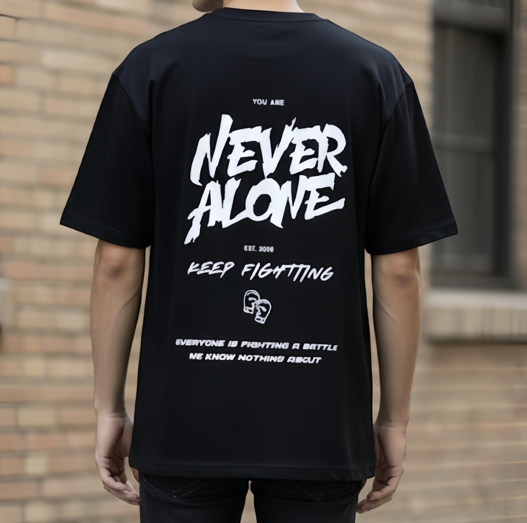 NEVER ALONE T-shirt, Pawna- regular Men's Super fabric Cotton Rich Striped Round Neck T-shirt with comfort - Black Color